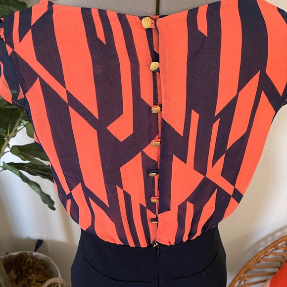 Mng by Mango coral and navy blue dress - Picture 5 of 14